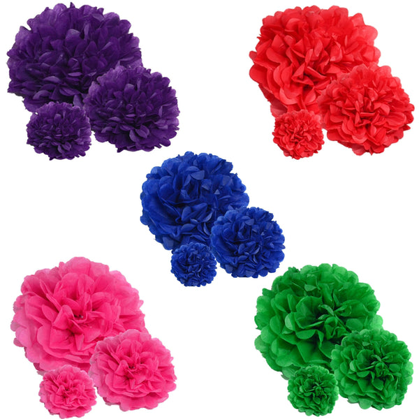 Pack of 10 Paper Pom Poms 10 inch / 25cm