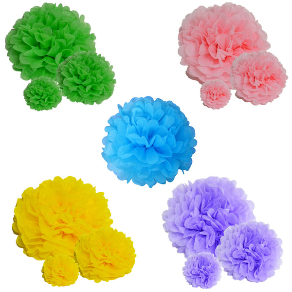 Pack of 10 Paper Pom Poms 10 inch / 25cm