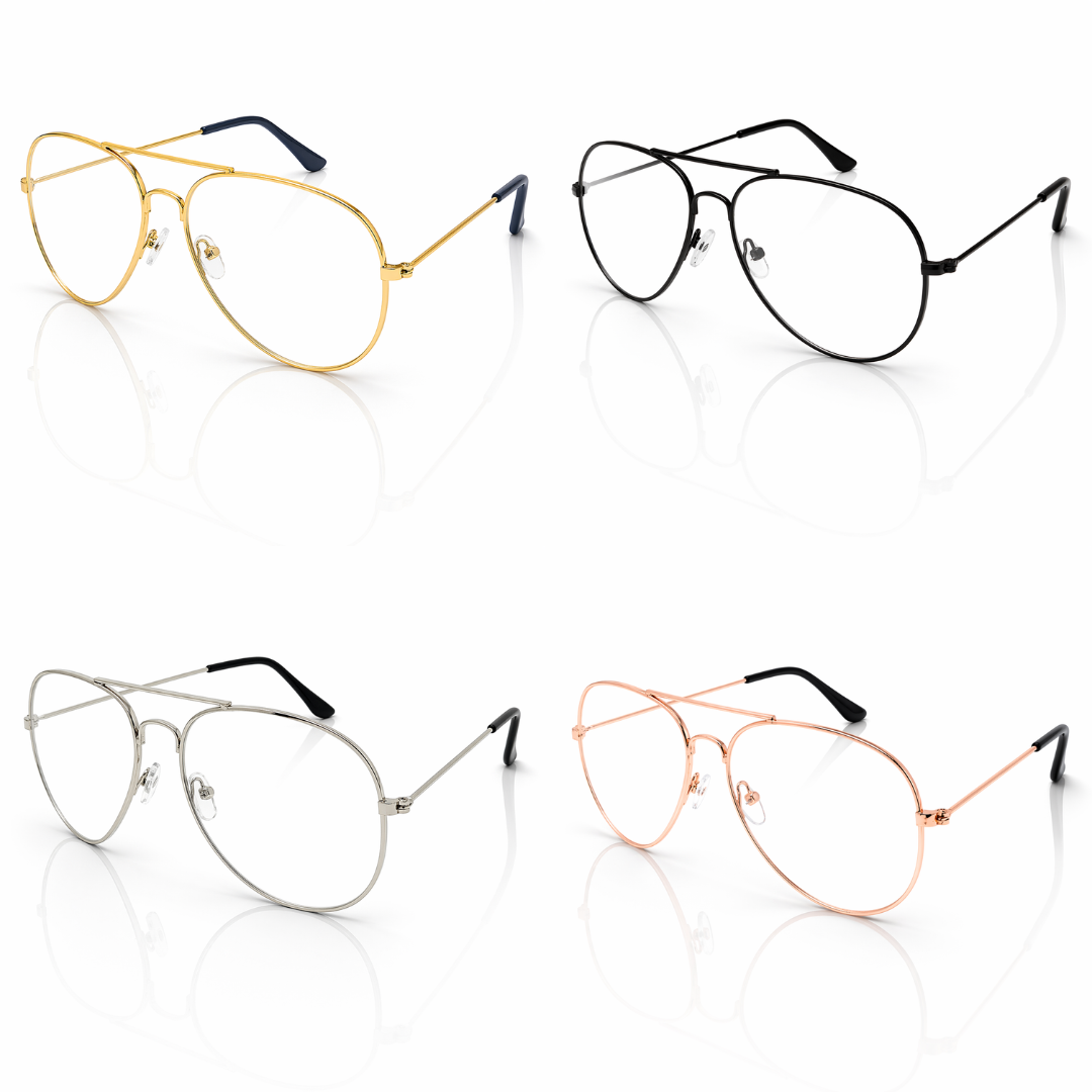Adults Metal Frame Clear Lens Glasses