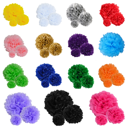 Pack of 10 Paper Pom Poms 10 inch / 25cm