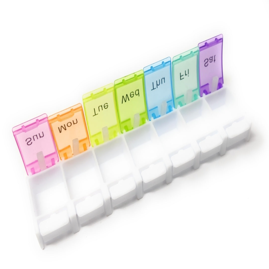 7 Day Pill Dispenser - Coloured Lids