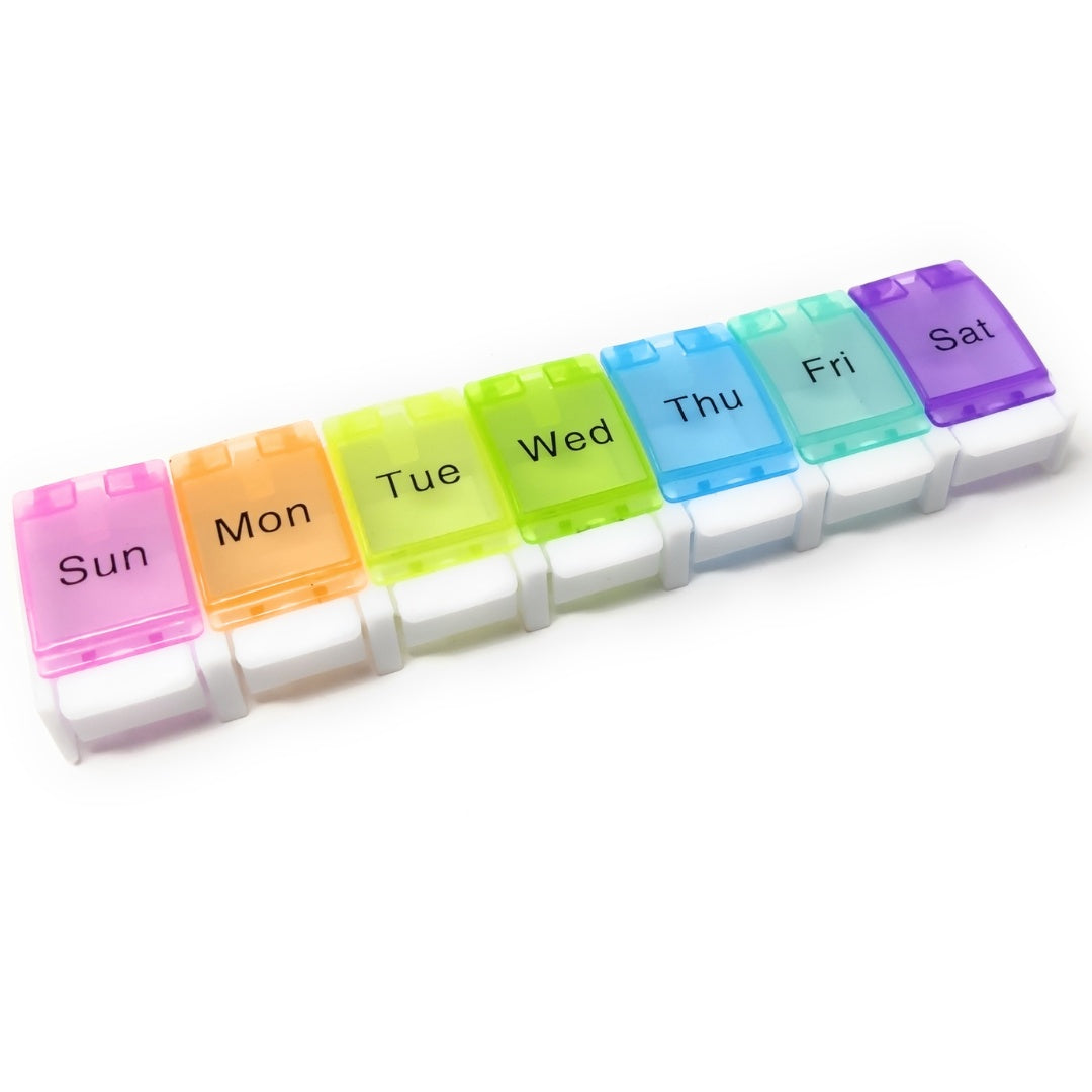 7 Day Pill Dispenser - Coloured Lids
