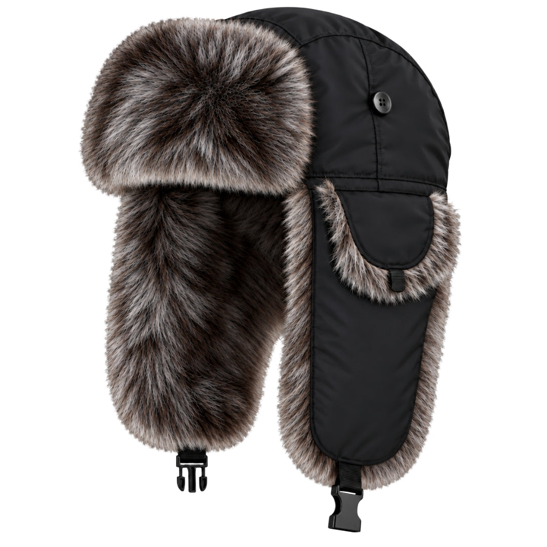 Trapper Winter Hat with Ear Flaps - Black