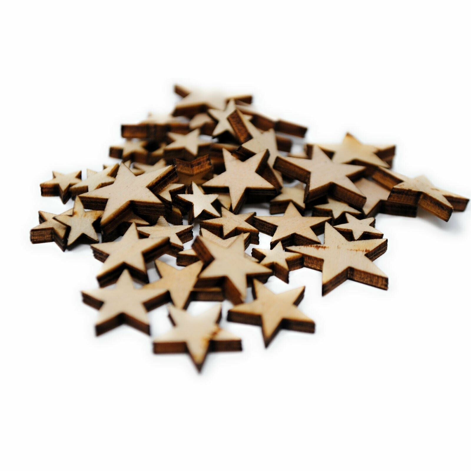Pack of 100 Mini Wooden Embellishments - Hearts & Stars