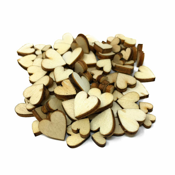 Pack of 100 Mini Wooden Embellishments - Hearts & Stars