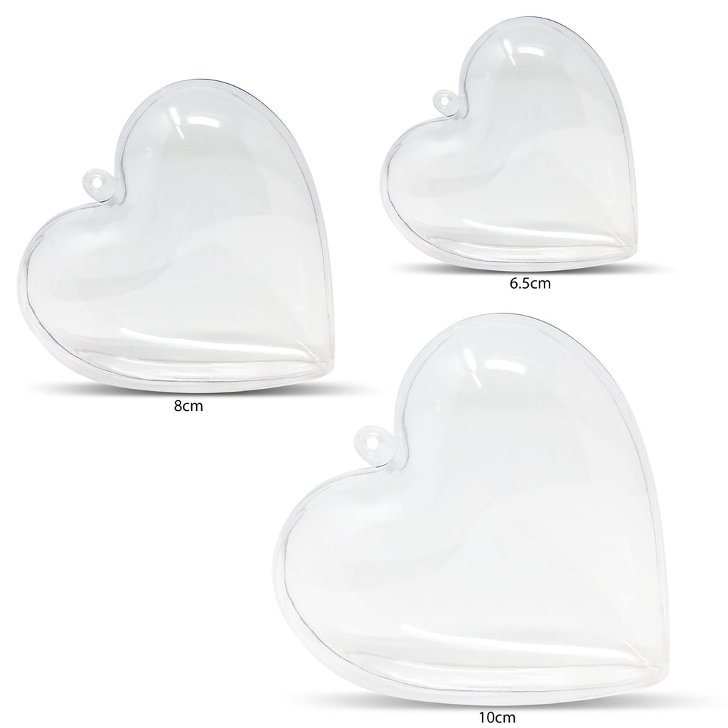 Clear Fillable Heart Baubles - Pack of 5,10,20,50 and 100