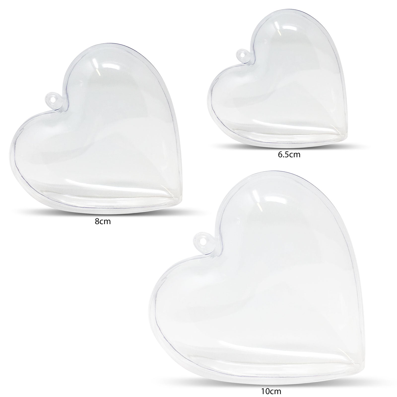Clear Fillable Heart Baubles - Pack of 5,10,20,50 and 100