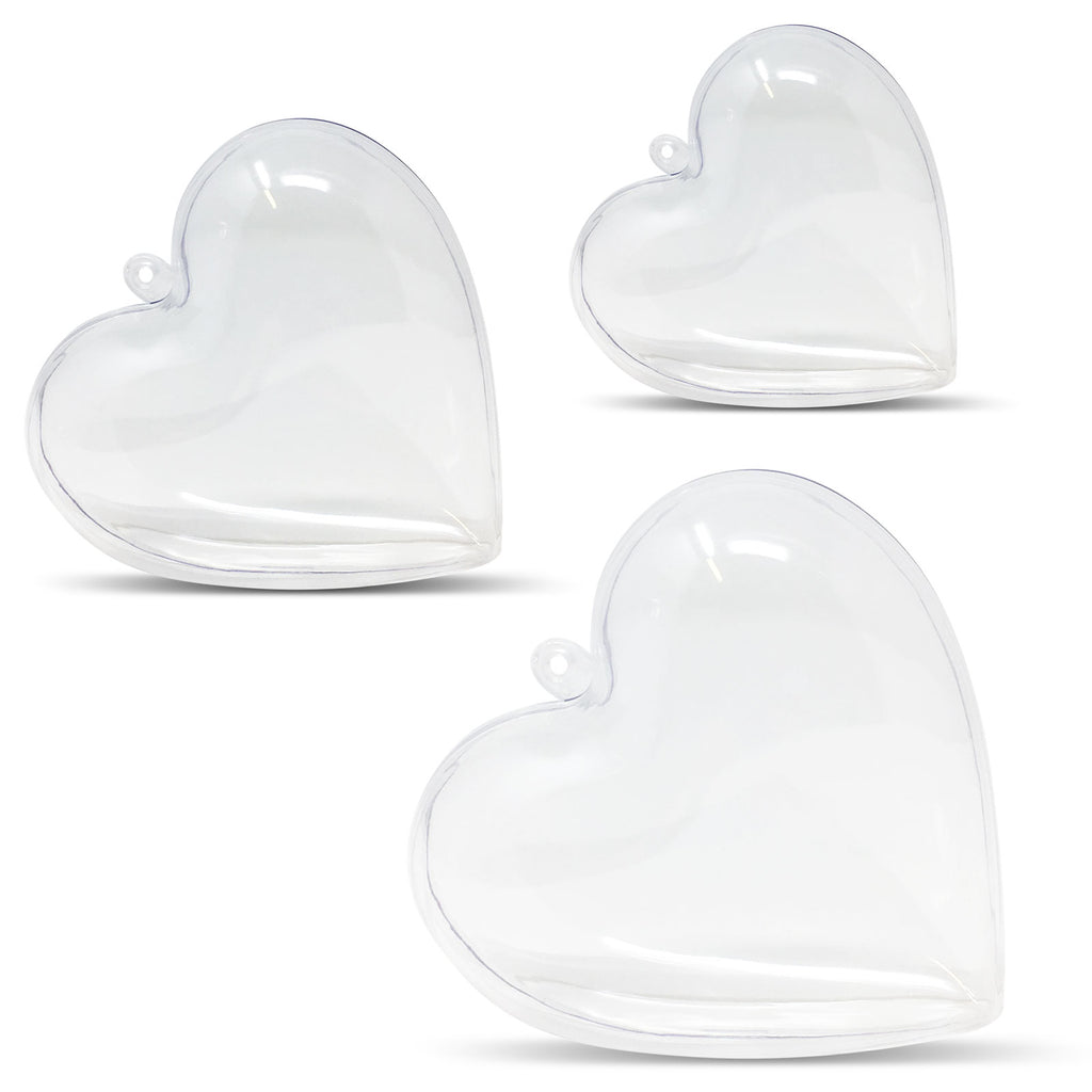 Clear Fillable Heart Baubles - Pack of 5,10,20,50 and 100